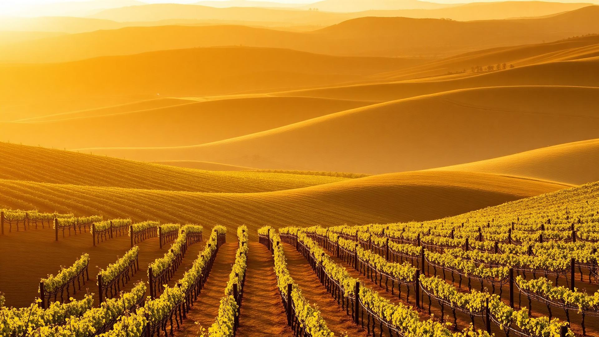 Australian vineyard at golden hour